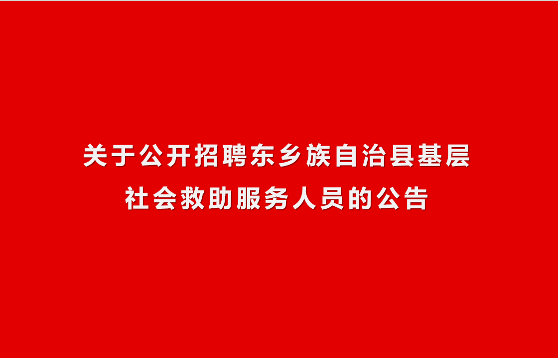 关于公开招聘东乡族自治县基层社会救助服务人员的公告